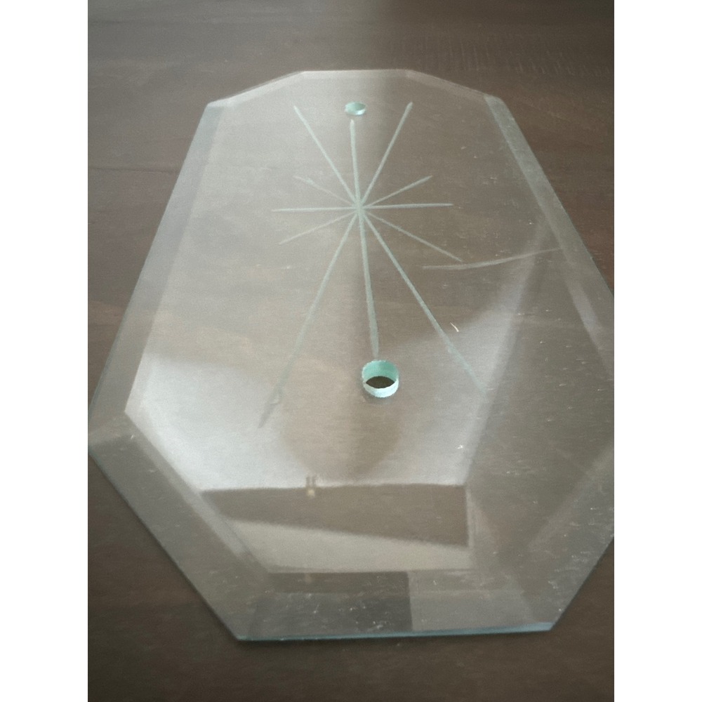 Vintage MCM Atomic Starburst Etched Glass Light Shade Replacement Panel 8.25in